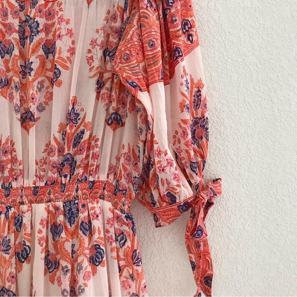 BELL BY ALICIA BELL Lyla Midi Dress Pink Coral Floral - Picture 10 of 14